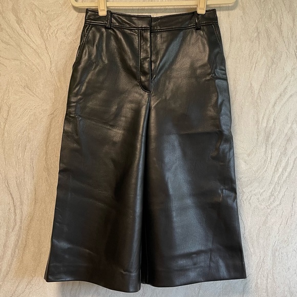 Babaton Vegan Leather Long Wide-Leg Short in Black - Picture 3 of 7